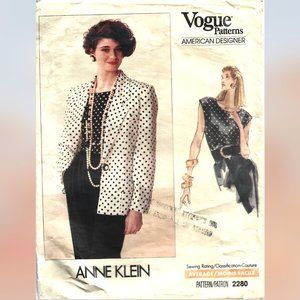 Vintage 80s Vogue Patterns Anne Klein Sewing Pattern 2280 Size 12